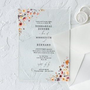 Invitations En Acrylique Dîner de répétition du Mariage floral coloré