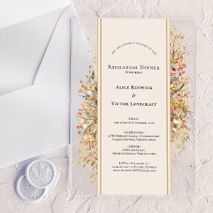 Invitations En Acrylique Dîner de répétition élégant rustique beige d'autom