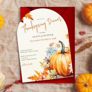 Invitations En Acrylique Dîner de Thanksgiving de citrouille florale d'auto