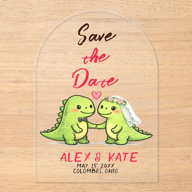 Invitations En Acrylique Dino Wedding Save the Date  (Recto)