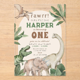 Invitations En Acrylique Dinosaures "ÂGE" éditable Trex Anniversaire sauvag