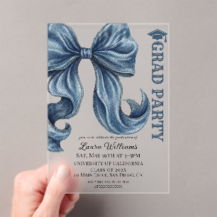 Invitations En Acrylique Diplôme à nœud en jean en denim