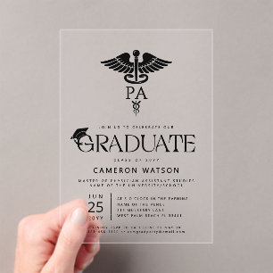 Invitations En Acrylique Diplômé d'assistant de médecin École de médecine G