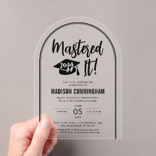 Invitations En Acrylique Diplôme de Master de niveau supérieur Diplômé