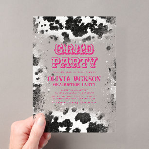 Invitations En Acrylique Diplôme occidental impression vache rose chaud