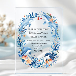 Invitations En Acrylique Diplôme Océan Bleu Sous la Mer
