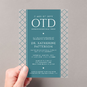 Invitations En Acrylique Diplôme OTD de docteur en thérapie occupationnelle