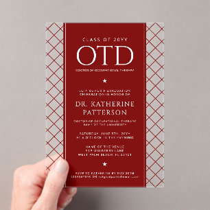 Invitations En Acrylique Diplômé OTD de Doctorat en Thérapie Occupationnell