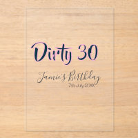 Dirty 30 joyeux anniversaire nom date rose gris ca