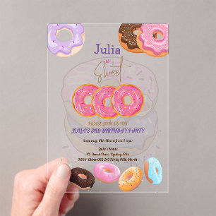 Invitations En Acrylique Donut rose de 3e anniversaire