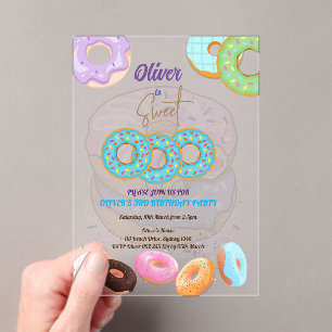 Invitations En Acrylique Donut Sweet 3 anniversaire garçon