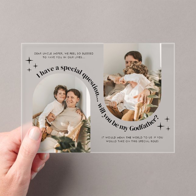 Invitations En Acrylique Double Arch Photo Godfather Proposal (In situ (ordinateur de poche))