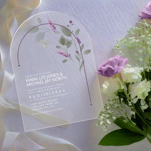 Invitations En Acrylique Douce Arche Florale Mariage Lilas ID998