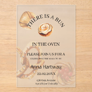 Invitations En Acrylique Douce Baby Shower avec Roulé à la Cannelle et Bord