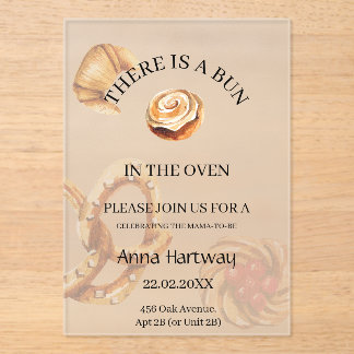 Invitations En Acrylique Douce Baby Shower avec Roulé à la Cannelle et Bord