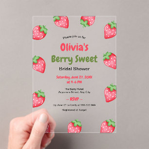 Invitations En Acrylique Douce baie rose rouge Fête de mariage Strawberry