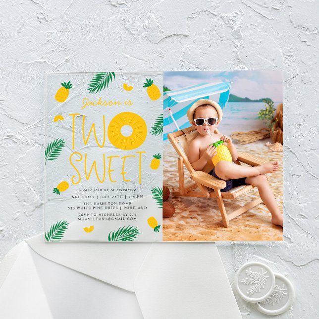 Invitations En Acrylique Douce Fête d'anniversaire de 2 ans au thème d'anan (Créateur téléchargé)