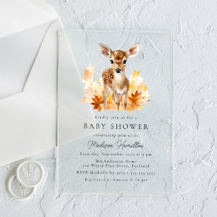 Invitations En Acrylique Douce Fête de Bébé de la Forêt Automnale