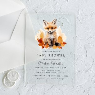 Invitations En Acrylique Douce Fête de Naissance de Renard de la Forêt