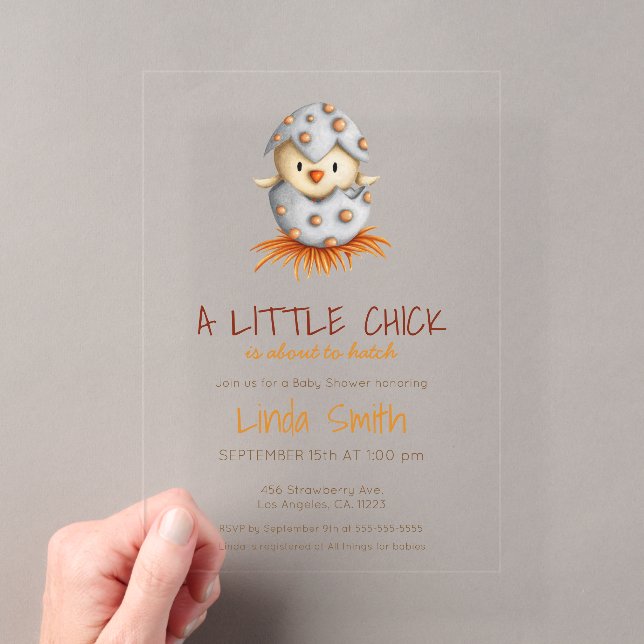 Invitations En Acrylique Douce Fête de Naissance d'un Oiseau Mignon à l'écl (In situ (ordinateur de poche))