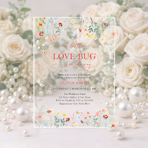 Invitations En Acrylique Douce Fête de Naissance Fleur Sauvage Bébé Love Bu