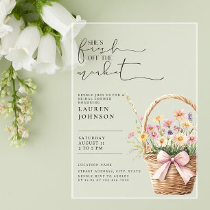 Invitations En Acrylique Douce Fraîche du Marché Floral Bridal Shower