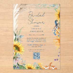 Invitations En Acrylique Douce Mariage Bohème sarcelle Citrouille Automne