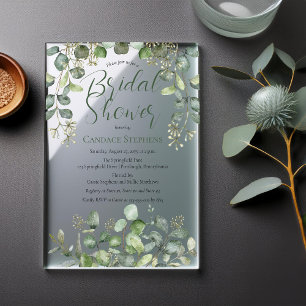 Invitations En Acrylique Douce Mariée Sauge Verte Eucalyptus Graine Shower