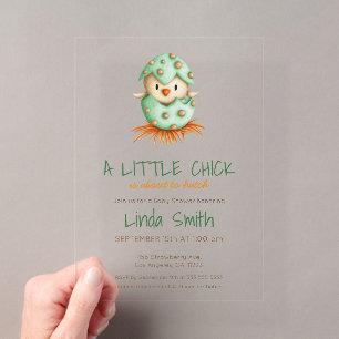 Invitations En Acrylique Douce Naissance d'Oiseau Vert Fête de Naissance Mi