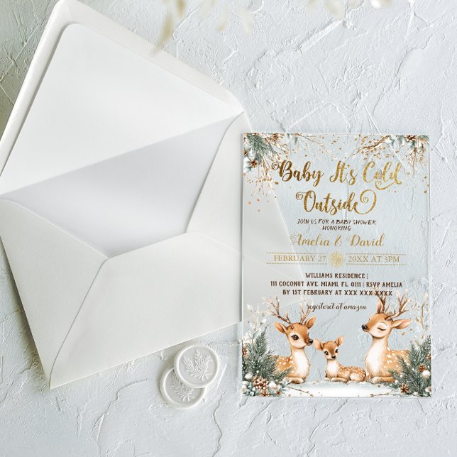 Invitations En Acrylique Douce Nuit Bébé Shower Cerf (Créateur téléchargé)