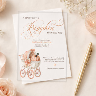 Invitations En Acrylique Douce Petite Citrouille sur le Chemin Fête Prénata
