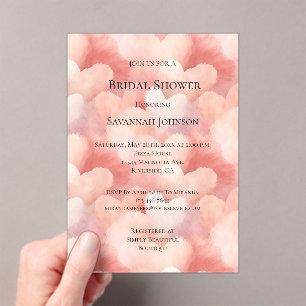 Invitations En Acrylique Douce Sur Vous Cœurs Roses De Pêche Mariage