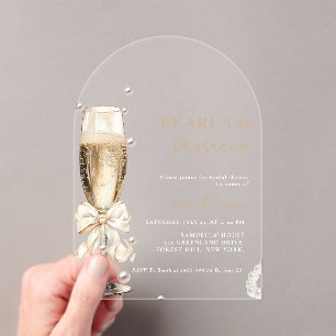 Invitations En Acrylique Douche nuptiale Pearl & Prosecco