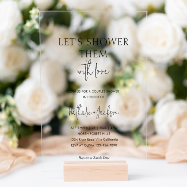 Invitations En Acrylique Douchons-les avec amour | Boho Shower Bridal (Créateur téléchargé)