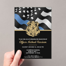 Invitations En Acrylique Drapeau d'application de la loi de l'Académie de p