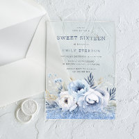 Dusty Blue Floral Sweet 16 Seteen Party