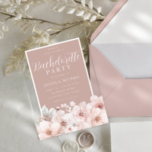 Invitations En Acrylique Dusty Rose & Blush Watercolor Bachelorette Party