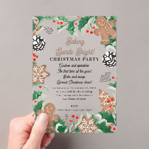 Invitations En Acrylique Échange de biscuits de Noël Esprits de pâtisserie