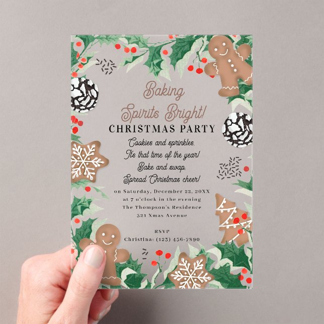Invitations En Acrylique Échange de biscuits de Noël Esprits de pâtisserie  (In situ (ordinateur de poche))