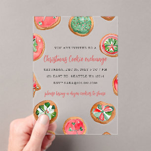 Invitations En Acrylique Échange de biscuits festifs rouge vert Fête de Noë