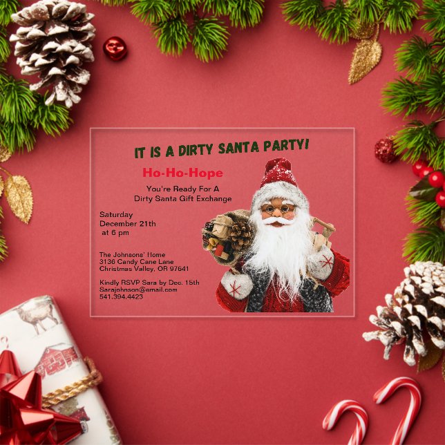 Invitations En Acrylique Échange de cadeaux Classic Dirty Santa (Insitu (vacances))