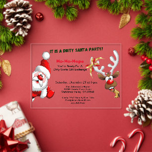 Invitations En Acrylique Échange de cadeaux Père Noël Sale Père Noël & Rudo