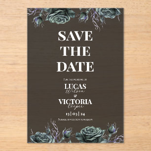 Invitations En Acrylique Économisez la date gothique transparente victorien