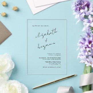 Invitations En Acrylique Écriture Calligraphique Élégante Simple pour Maria