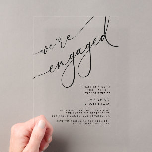 Invitations En Acrylique Écriture Élégante Nous sommes Fiancés Fête de Fian