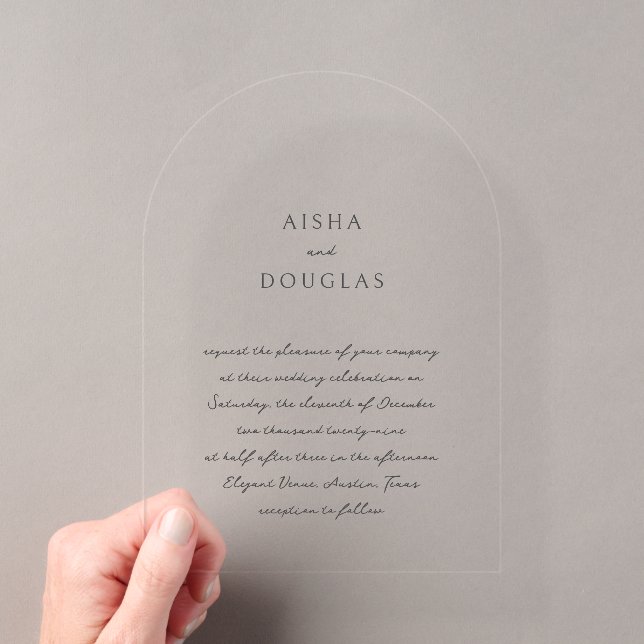 Invitations En Acrylique Écriture Manuscrite Moderne Élégante de Mariage (In situ (ordinateur de poche))
