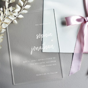 Invitations En Acrylique Écriture minimaliste moderne Mariage
