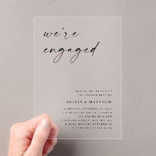 Invitations En Acrylique Effacer la partie d'engagement minimaliste   Maria