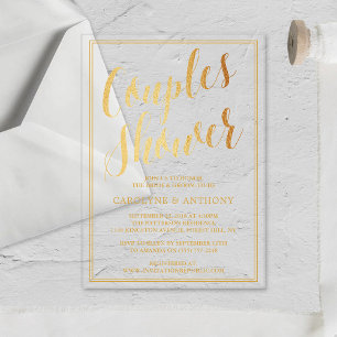 Invitations En Acrylique Effet feuille d'or moderne pour mariage de couples
