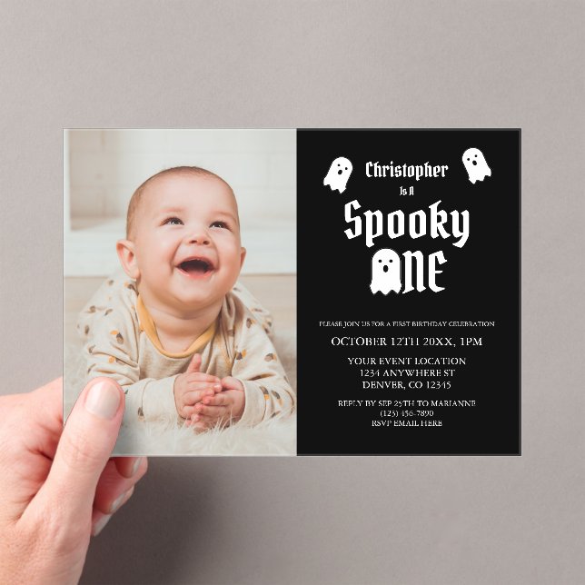 Invitations En Acrylique Éffrayant un 1er anniversaire (In situ (ordinateur de poche))